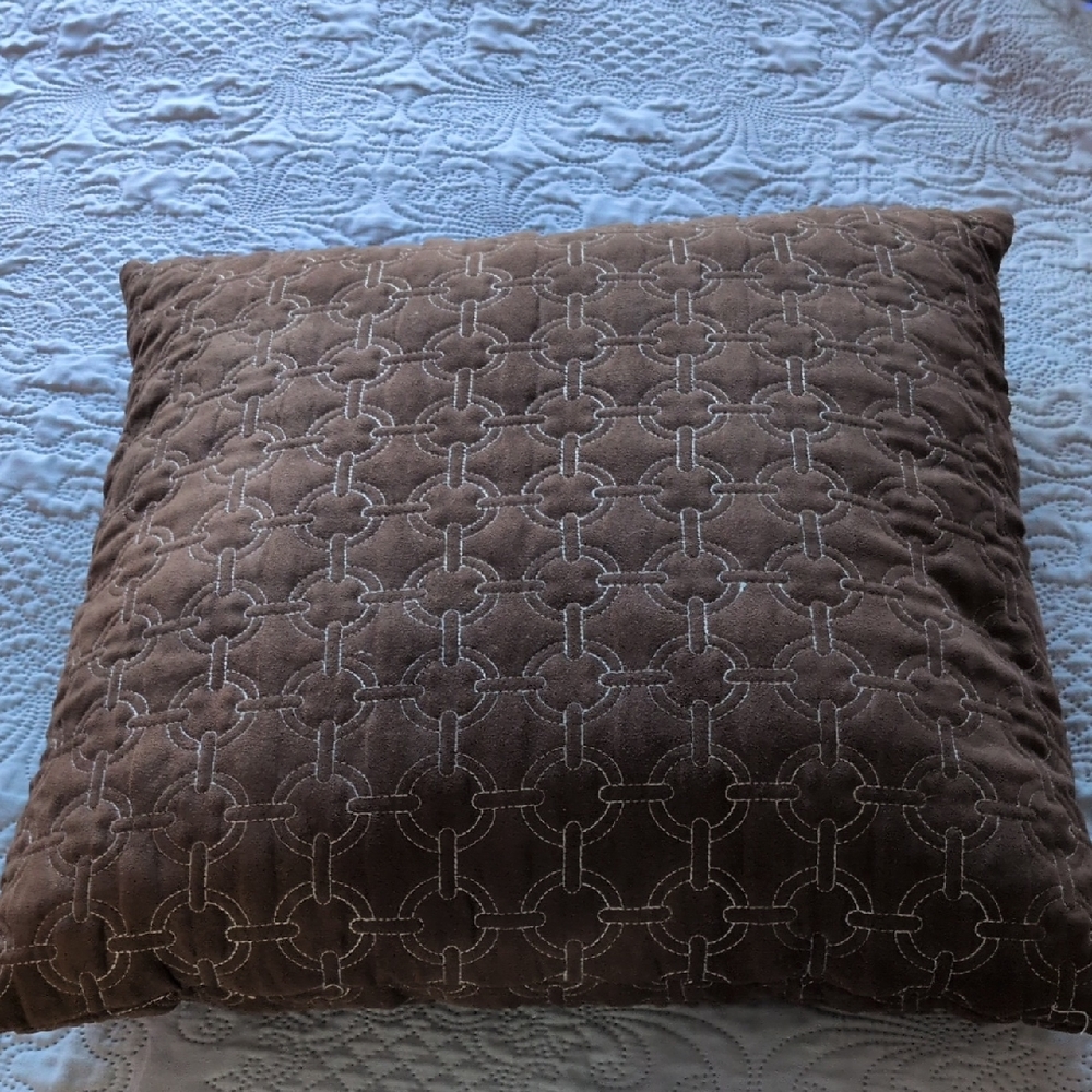 Brown 🟤 Embroidered Throw Pillow, Great Condition!